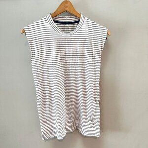 MM Lafleur Blue and White Striped Sleeveless Cotton T-shirt- Size S
